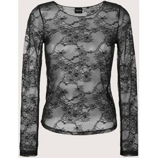 Langarmshirt MADELEINE "Mesh-Top Elegantes Rundhals-Oberteil aus feinem Netz", Damen, Gr. 40, schwarz, Obermaterial: 85% Polyamid PA. 15% Elasthan EL., Modern, Shirts Langarmshirt