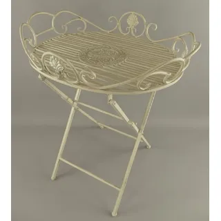 Casa Padrino Jugendstil Garten Beistelltisch Rustikal Weiß 63 x 48 x H. 70 cm - Klappbarer Garten Metall Tisch - Barock & Jugendstil Garten Möbel