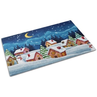 Fußmatte Weihnachten Rutschhemmend XXL Schmutzfangmatte: 150 cm x 100 cm, Tulup blau