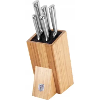 Berlinger Haus Messerset 6-teilig Edelstahl in Holzblock | Präzisionsklingen und elegantes Design