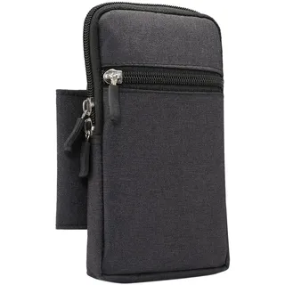 Vertikal Gürteltasche Handy Herren Schwarz, Handy Hüfttasche mit Karabinerhaken, Universal Handytasche Portemonnaie Bauchtasche Gürteltasche mit Gürtel Schlaufe Handytasche für Camping Wandern Outdoor