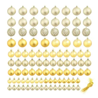 vidaXL 100-tlg. Weihnachtskugel-Set 3/4/6 cm Golden