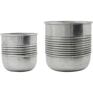 House Doctor - Groove Blumentopf, antiksilber-finish (2er-Set)