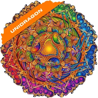 UNIDRAGON Original Holzpuzzle — Mandala Inexhaustible Abundance, 700 Teile, Royal Größe 17.7x17.7 Zoll (45x45 cm) Schöne Geschenkverpackung, Einzigartige Form Erwachsene und