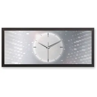 Kreative Feder 3D Designer-Wanduhr Light in modernem Metallic-Look 70x30cm rechteckig quer analog lautlos ohne Ticken (Light, leises Funkuhrwerk)