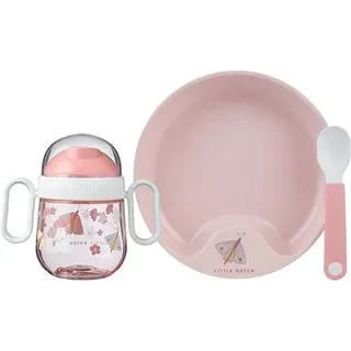 Mepal - Baby 3er Geschirrset Mio - Inklusive auslaufsicherem Trinkbecher, Lernteller & Lernlöffel - Spülmaschinengeeignet & BPA frei - 3er Set - Flo