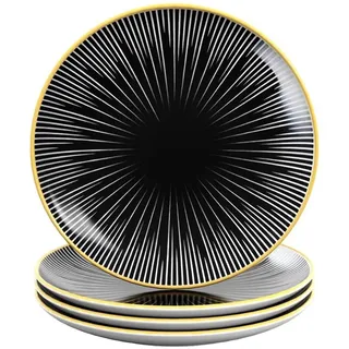 Intirilife Dessertteller 20,5 cm Schwarz/Weiß 4er Set