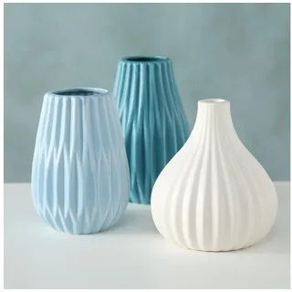 Boltze Dekovase Boltze, Blumenvase 3er-Set Wilma klein blau-weiß blau