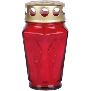 HS Candle Grablicht Grabkerze aus Glas Eck (12,5 cm) ca. 30 Stunden Brenndauer/Farbe: Rot