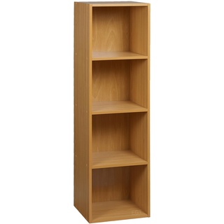URBN Living® 1, 2, 3, 4 Etagen Holzregal Bücherregal Aufbewahrung Holz Regal, Buche, 4 Ablagefächer