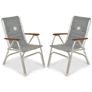 FORMA MARINE - Satz von 2 Stühlen - Hochlehner Liegestuhl Bootsstuhl klappbar Eloxiert Aluminium Grau, Modell M150G