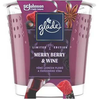 Glade Candle Duftkerze Merry Berry & Wein, mit Weinduft und Beeren, 129g
