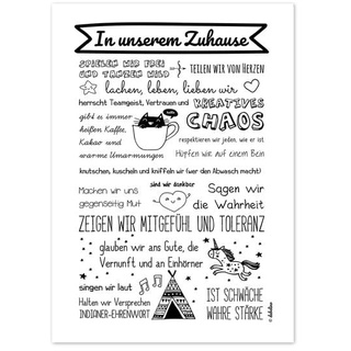 Poster: Unser Zuhause / Familienregeln (Bildgröße DIN A3, schwarz-weiß)