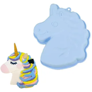 DEXYZZY Einhorn Backform, Kindergeburtstag Silikonform für, Pferd Silikonform Für, 3D Cartoon Silikon Kuchenform, Geeignet Für Geburtstage, Mottopartys Schokolade, Brot, Pudding, Dessert (Blau)
