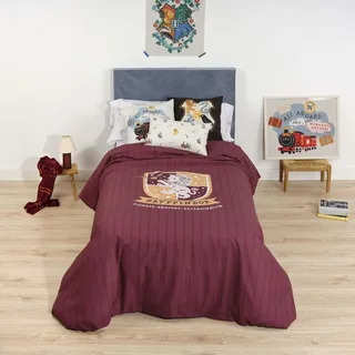 BELUM Bettbezug Harry Potter, Bettbezug mit Knöpfen 100% Baumwolle, Modell Gryffindor Sweet für 105 cm Bett (180 x 220 cm)