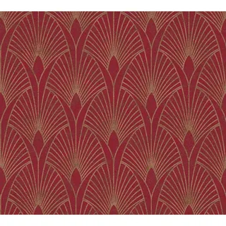 ascreation Vliestapete New Walls Art Deco Muster Glänzend Leicht Strukturiert Rot Gold FSC®