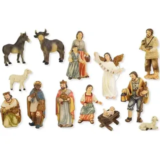 FADEDA 13x Bauern-Krippenfiguren/Höhe:8 cm/handbemalt/detailgetreue Krippen Figuren - Weihnachten Tisch Dekoration Krippe Zubehör