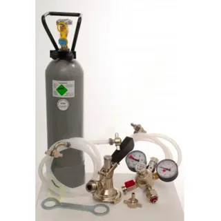ich-zapfe Zubehörpaket für Pygmy, 1-leitig mit Flach Fitting 2 kg Co2 Flasche