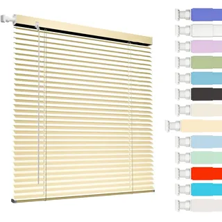 Jalousien Aluminium für Fenster Innen Ohne Bohren Breite 25 bis 165 cm Sichtschutz Wärmedämmung Sonnenschutz Vorhänge Alu Jalousien(Yellow)