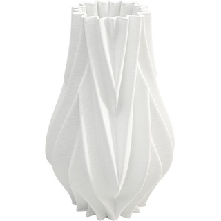 Kare Design Vase Akira, Weiß, Deko Vase, Blumenvase, Porzellan, 3D-Optik, 34x22x22 cm (H/B/T)