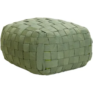 Beliani Pouf Flechtoptik grün 50 x 50 x 30 cm BODLA