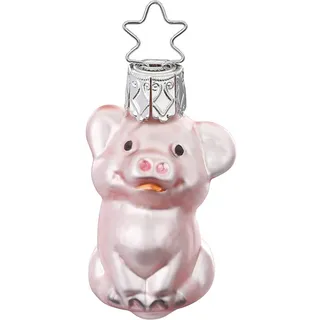 Christbaumschmuck Schwein 5,5cm mundgeblasenes Glas handbemalt - Weihnachtsbaumschmuck Ferkel Rosa - Weihnachtsdeko Anhänger Bauernhof - Weihnachtskugeln & Glasfiguren Tiere