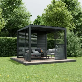 Ximax Lamellenwand für Lamellendach Pergola Shade 90 cm 90 x 2,18 m Dunkelgrau