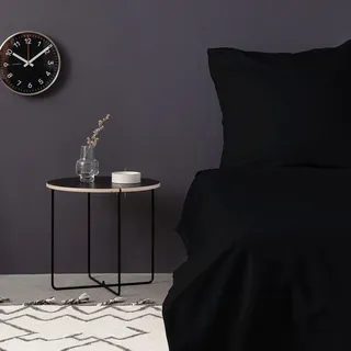 Nuit Des Rêves Luxuriöses Satin-Bettwäscheset (Einzelbett XXL), Schwarz, 155 x 220 cm | 100% Baumwollsatin, 210 Fäden pro Zoll, Maschinenwaschbar bei 30 °C