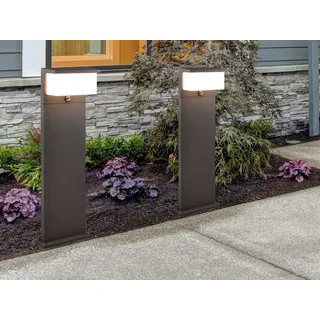 LED Außen Wegeleuchten mit Bewegungsmelder 2er SET Gartenleuchten mit Strom - Grau/Weiß