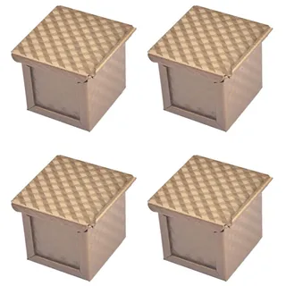 Cusstally 4 x Brotbackform, quadratisch, mit Deckel, Toast, Backform, Brotform, Pullman, Brotbackform mit Antihaftdeckel, Mini Quadrat für