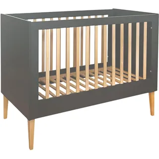 ATB Grau Babybett Ila 60x120 - Baby Bett Für Baby, Massivholz Bed 120x60 for Babys - Kinderbett Ab 3 Jahr - Graphit Crib 60 x 120 - Beyaz Bebek Yatagi - Komplett Beybi Cots Für Sleep