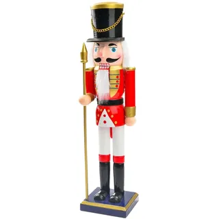 Folpus 25 cm große Weihnachts-Nussknacker-Figur aus Holz, Weihnachtsdekoration, Weihnachts-Holzfigur, Stil A