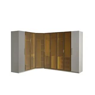 Villa Möbel Kleiderschrank (Kleiderschrank, 1-St., Eckschrank) Elegante Glasfront ruhiges Design hochwertige Verarbeitung