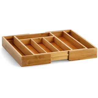 Zeller Besteckkasten Bambus ausziehbar 29-40 x 33,5 x 5 cm Braun