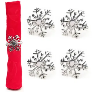 Serviettenringe Set 4er silber Weihnachtsbaum Schneeflocke Tischdeko Christmas