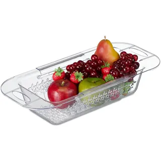 Relaxdays Spülbecken Sieb ausziehbar 43,5–57 cm Kunststoff transparent