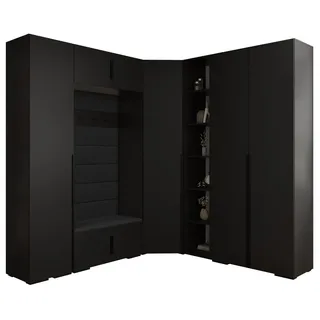 ABIKS MÖBEL Kompaktgarderobe INOVA 1 SATZ 2 Möbelset, Garderobe mit Kleiderstange und Regalen schwarz