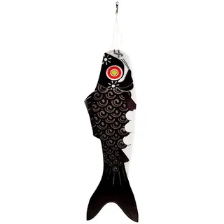Wolkenstürmer Flug-Drache Koi Windsack 90 cm wetterfeste Garten Deko Outdoor, (Japanischer Karpfen Windsack 90 cm Drachenschmuck, 1-tlg), Schwarzes Fisch Windspiel für Balkon Terrasse mit Aluwirbel schwarz