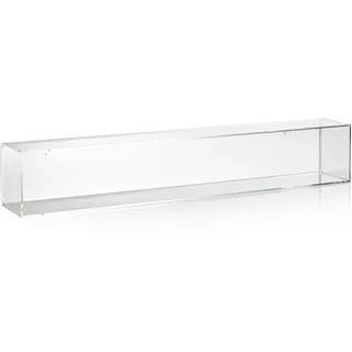 Hochwertiges Acryl-Glas Wandregal / Wandboard mit Rückwand, transparent, B101 x T14 cm, H 14 cm, Acryl-Glas-Stärke 4 mm