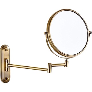 WWFAN Schminkspiegel mit Vergrößerung, 8-Zoll-Kosmetikspiegel aus Messing for Badezimmer, ausziehbare Wandspiegel (Color : Brass, Size : 5X)