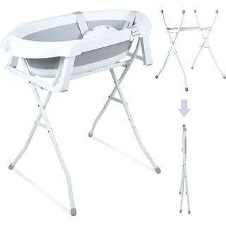 Babybadewanne mit Gestell 85cm - Baby Badewanne Faltbar mit Badekissen - Babywanne mit Ständer Sicher für Ihr Baby - Babybadewanne Neugeborene - Grau