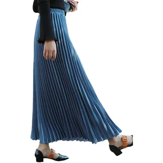 SOMTHRON Damen Casual Knöchellänge A-Linie Plisseerock mit Falten Herbst 10 Farben(BE) - Einheitsgröße