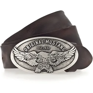 Mustang Koppelgürtel Leder 4 cm Braun 85