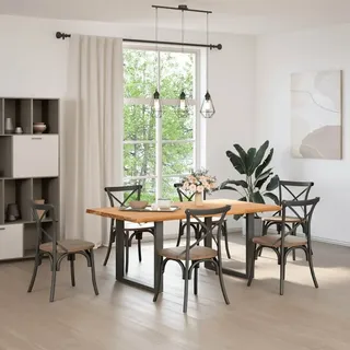 vidaXL Esstisch Hellbraun 180x100x74 cm Massivholz Eiche Rechteckig
