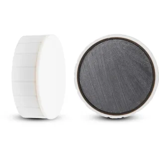 MAUL Magnete MAULsolid Ø38mm (2 Stück) | Mini Magnete aus Kunststoff mit 2,5kg Haftkraft | Starke Magnete für Whiteboard und Magnettafel | ideal für Büro, Homeoffice und Werkstatt | Weiß