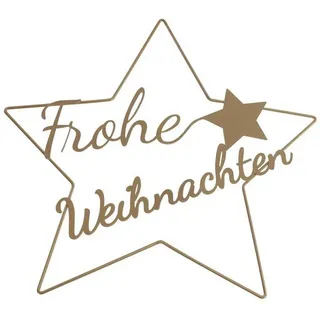 Werner Voß Weihnachtsfigur Deko-Stern Frohe Weihnachten - gold - Metall - 38x35 -5 cm