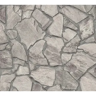 A.S. Création Vliestapete 3D-Optik Natur Stein Mauer Wand 10,05 m x 0,53 m 0 g Grau
