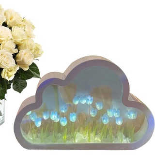 DOPWii Nachttischlampe Nachtlampe Wolkenspiegel,Tulpen-Nachtlicht, Wolkenspiegel-Tulpenlampe blau