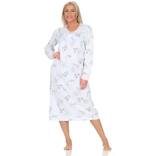 normann Damen Langarm Nachthemd im klassischen fraulichen Design mit Knopfleiste am Hals, Farbe:rosa, Größe:44-46 - 44-46