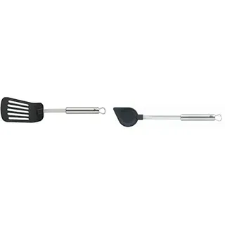 WMF Profi Plus Pfannenwender Kunststoff 32,2 cm, Cromargan Edelstahl teilmattiert, Kunststoffvorderteil & Profi Plus Kochlöffel 32 cm, Cromargan Edelstahl teilmattiert, hitzebeständig bis 200°C